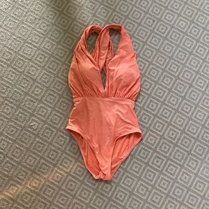 NWT Anthropologie Coral Plunge One-Piece Swimsuit